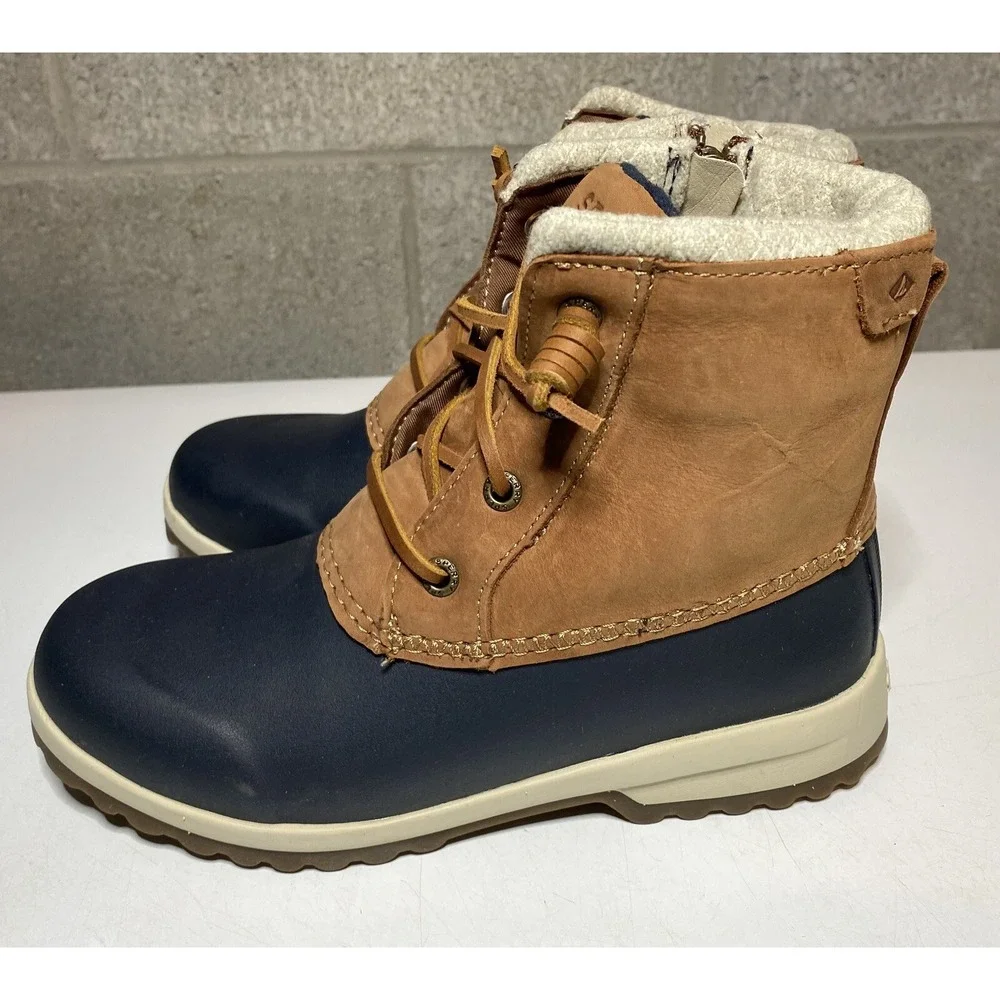 Sperry Women's Maritime Repel Thinsulate Tan/Navy Snow Boots STS82664 Size‎ 5M